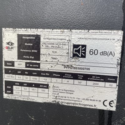 GROUPE ÉLECTROGÈNE 12,5 KVA – GELEC 14 GYD – Image 5