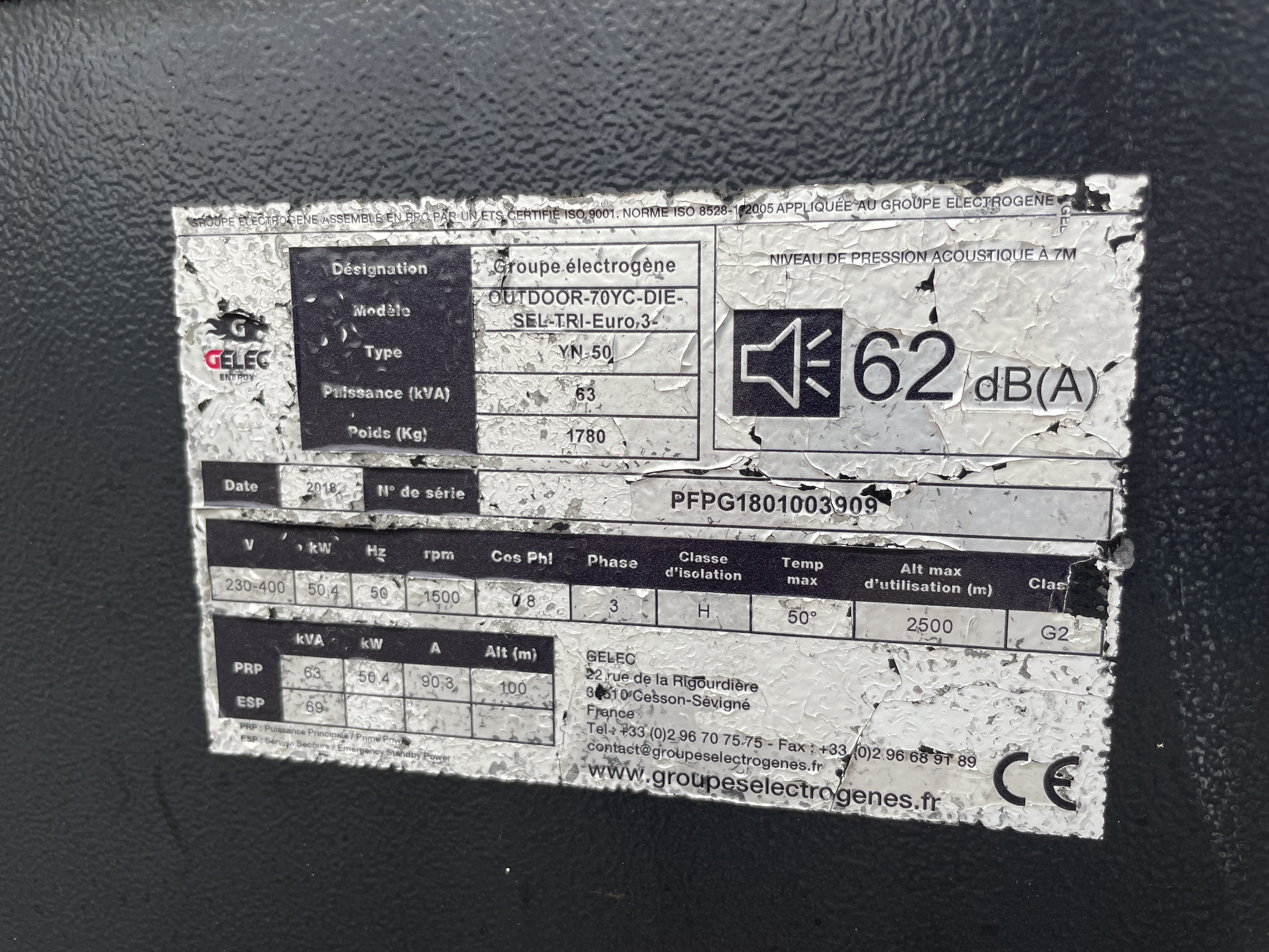 GROUPE ÉLECTROGÈNE 60 KVA - Gelec 70YC – Image 5